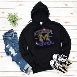 New Michigan Wolverines Rhinestone Navy or Black Hoodie Sizes S the XL